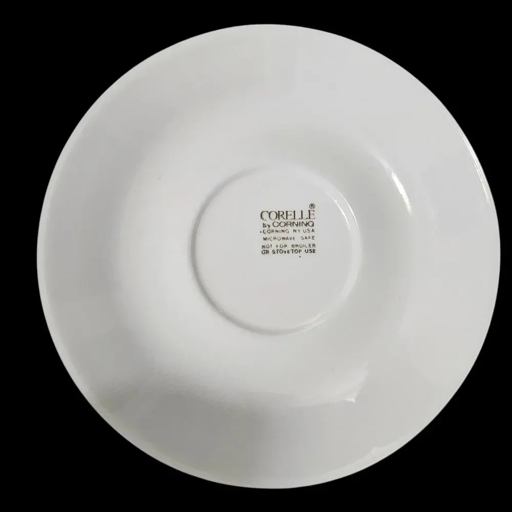 Corelle Gray Stripe Coupe Saucers Set of 4 Bread Butter Dessert Plates 6